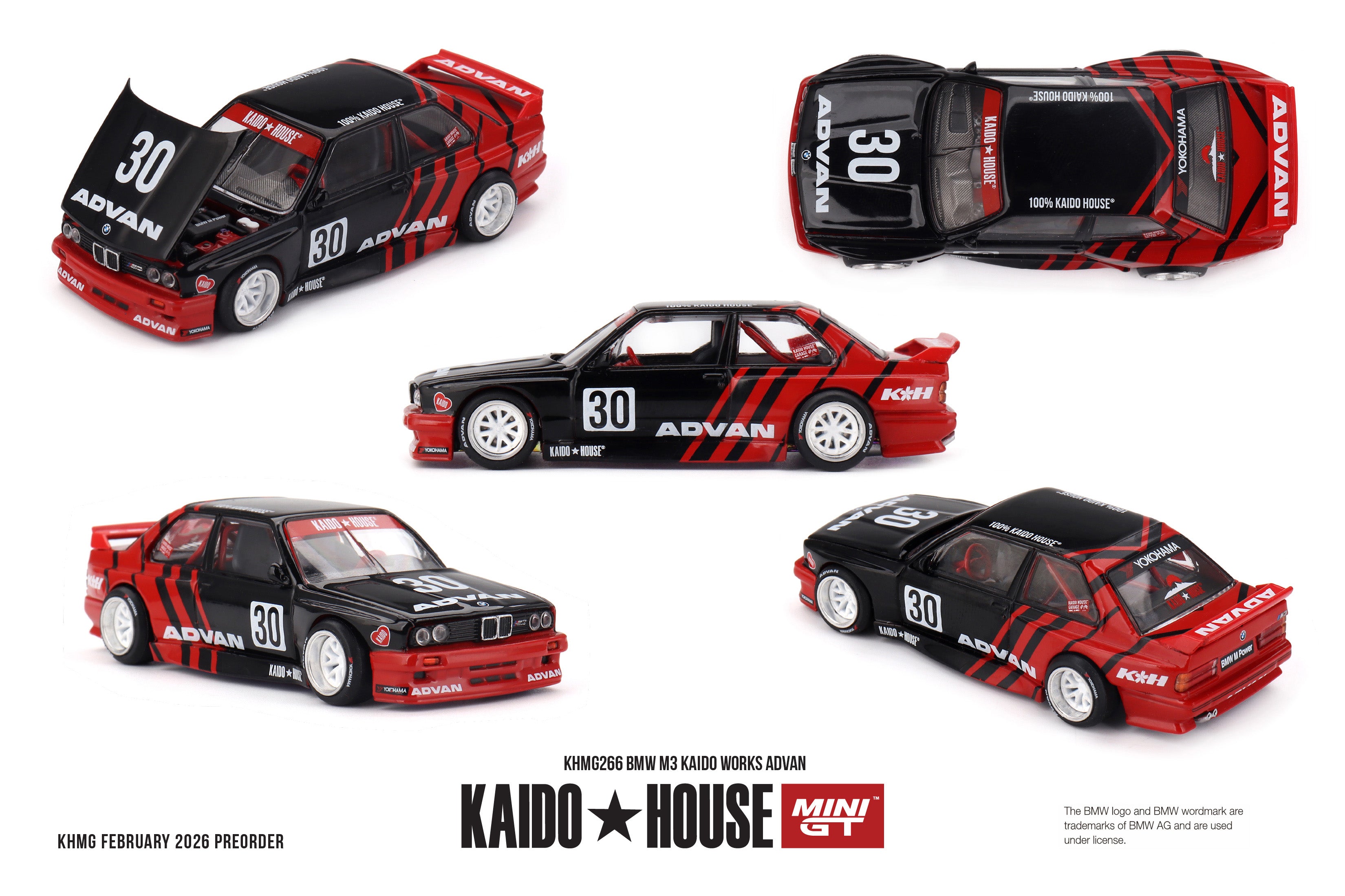 Kaido House x Mini GT 1:64 BMW M3 Kaido Works Advan in Black/Red | Pre-Order