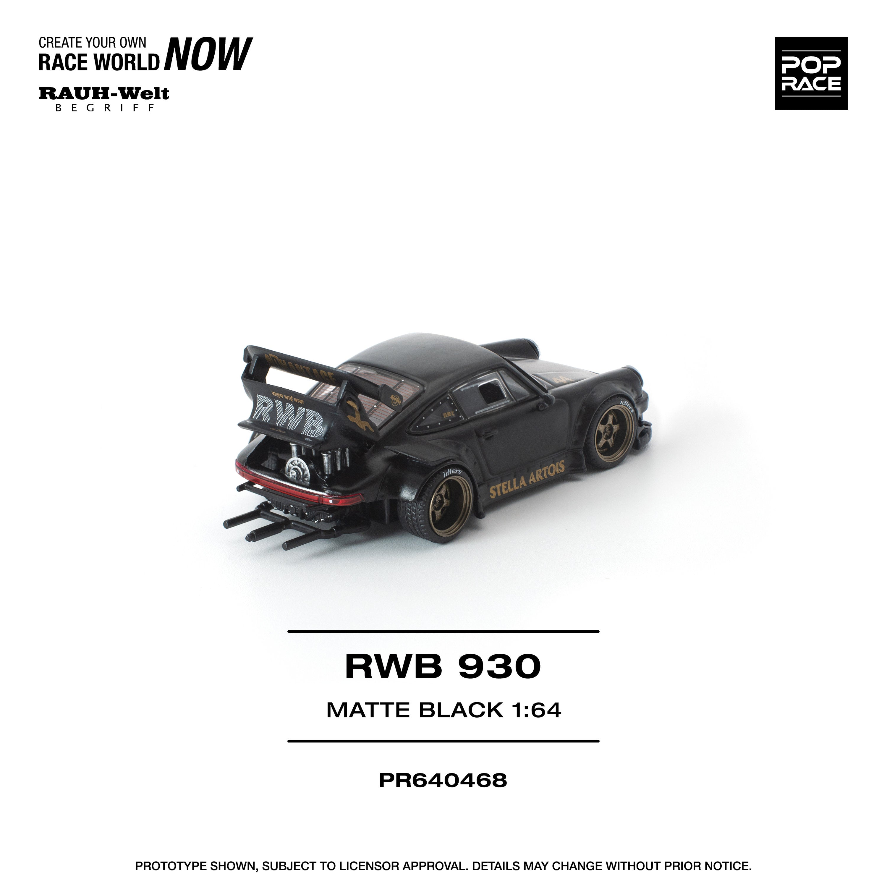 Pop Race RWB 930 Matte Black Stella Artois 1:64 – Kai's Kollectibles