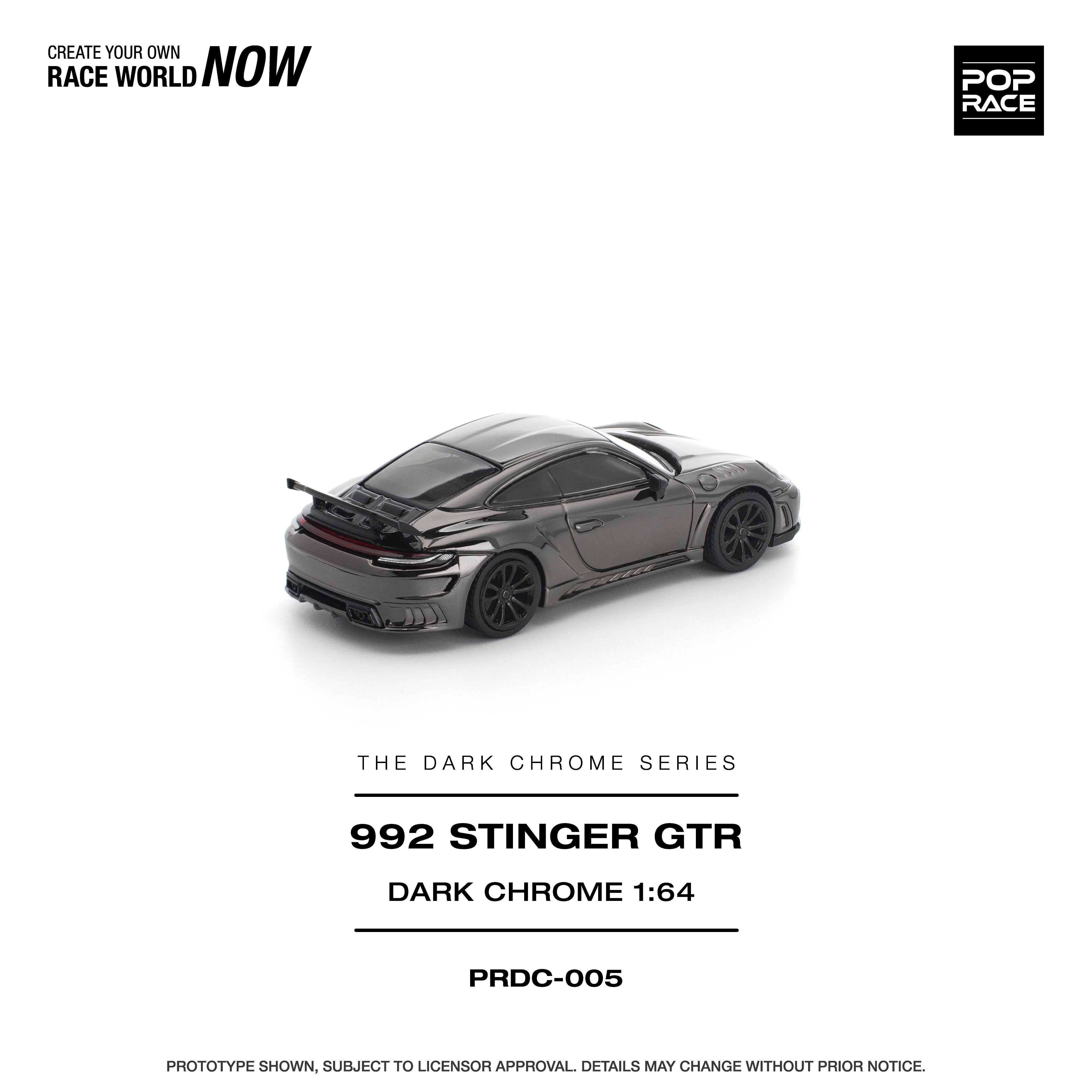 Pop Race Stinger GTR in Dark Chrome 1:64 | Pre-Order | PRDC005