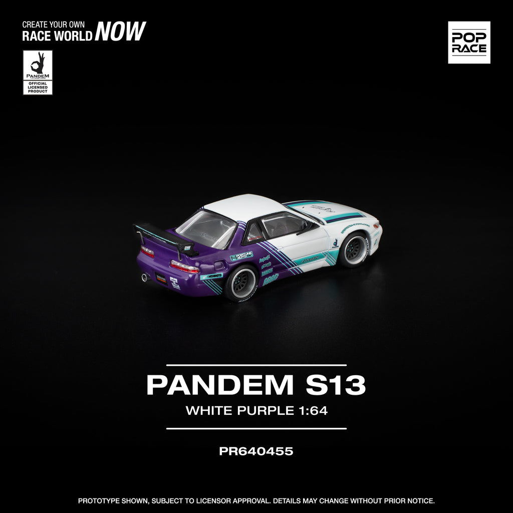 Pop Race PANDEM Nissan Silvia S13 in White Purple 1:64 | Pre-Order