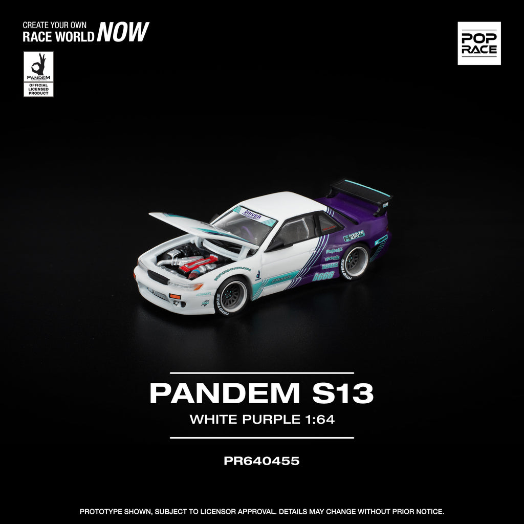 Pop Race PANDEM Nissan Silvia S13 in White Purple 1:64 | Pre-Order