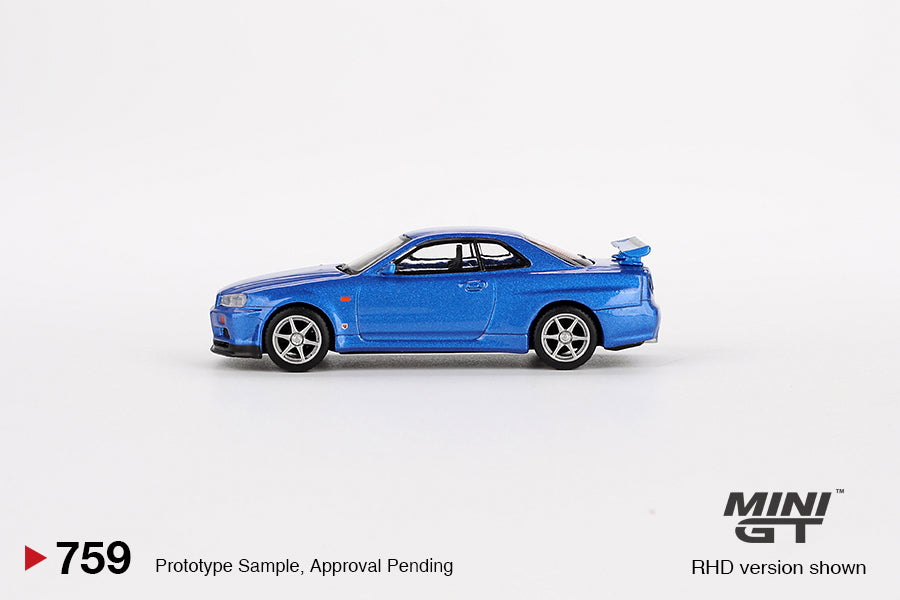Mini GT 1:64 Nissan Skyline GT-R R34 V-Spec in Bayside Blue