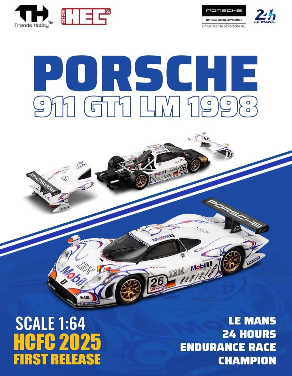 Trends Hobby 1:64 Porsche 911 GT1 Mobil 1 Le Mans 1998 | Pre-Order