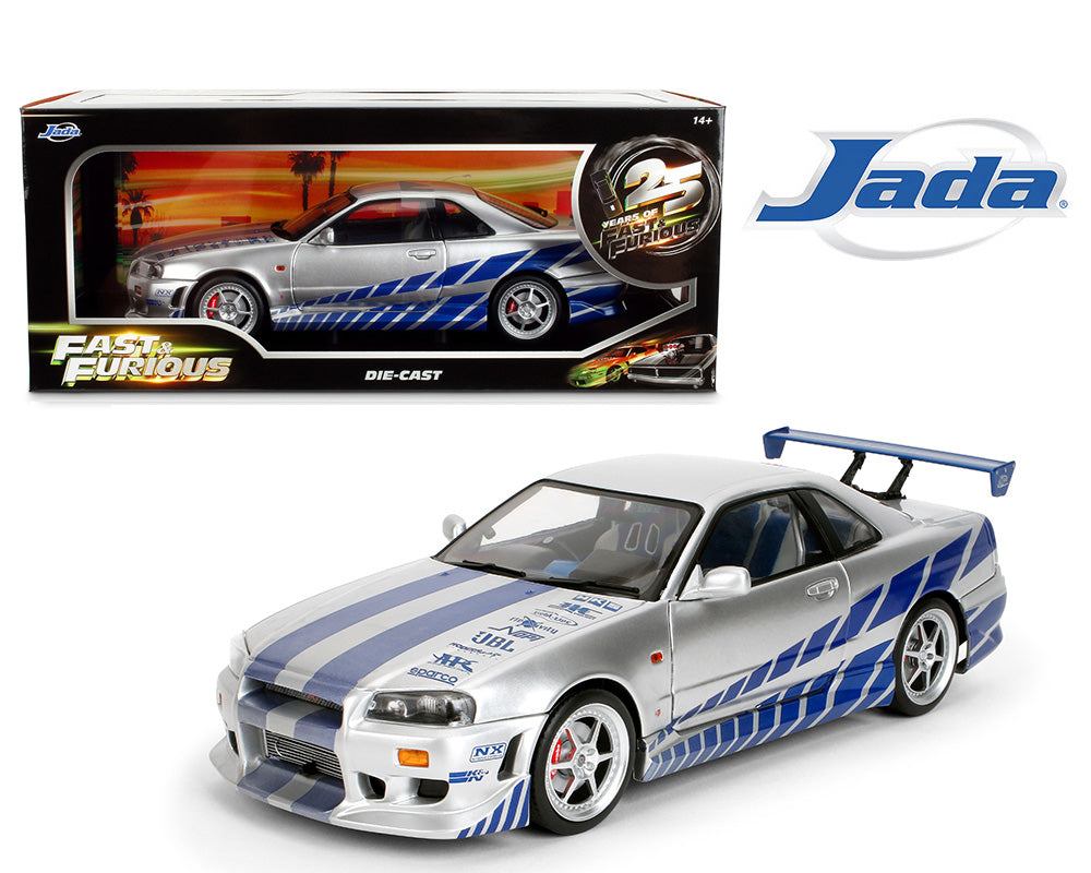 Jada 1:18 Fast & Furious Brian's Nissan Skyline GT-R (R34) in Silver | Pre-Order