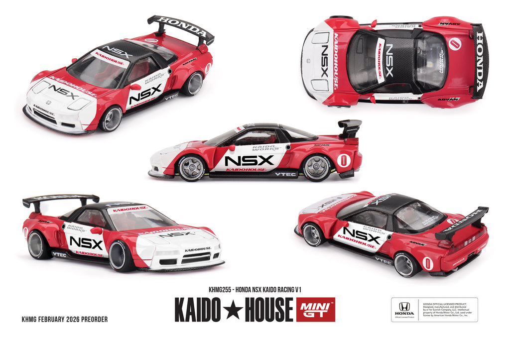 Kaido House x Mini GT 1:64 Honda NSX Kaido Racing V1 in Red/White | Pre-Order