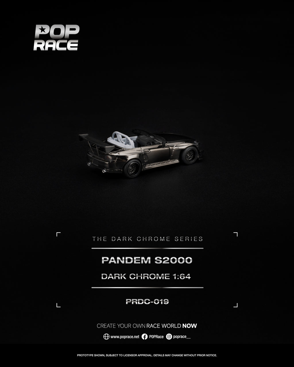 Pop Race 1:64 Pandem Honda S2000 Dark Chrome | Pre-Order