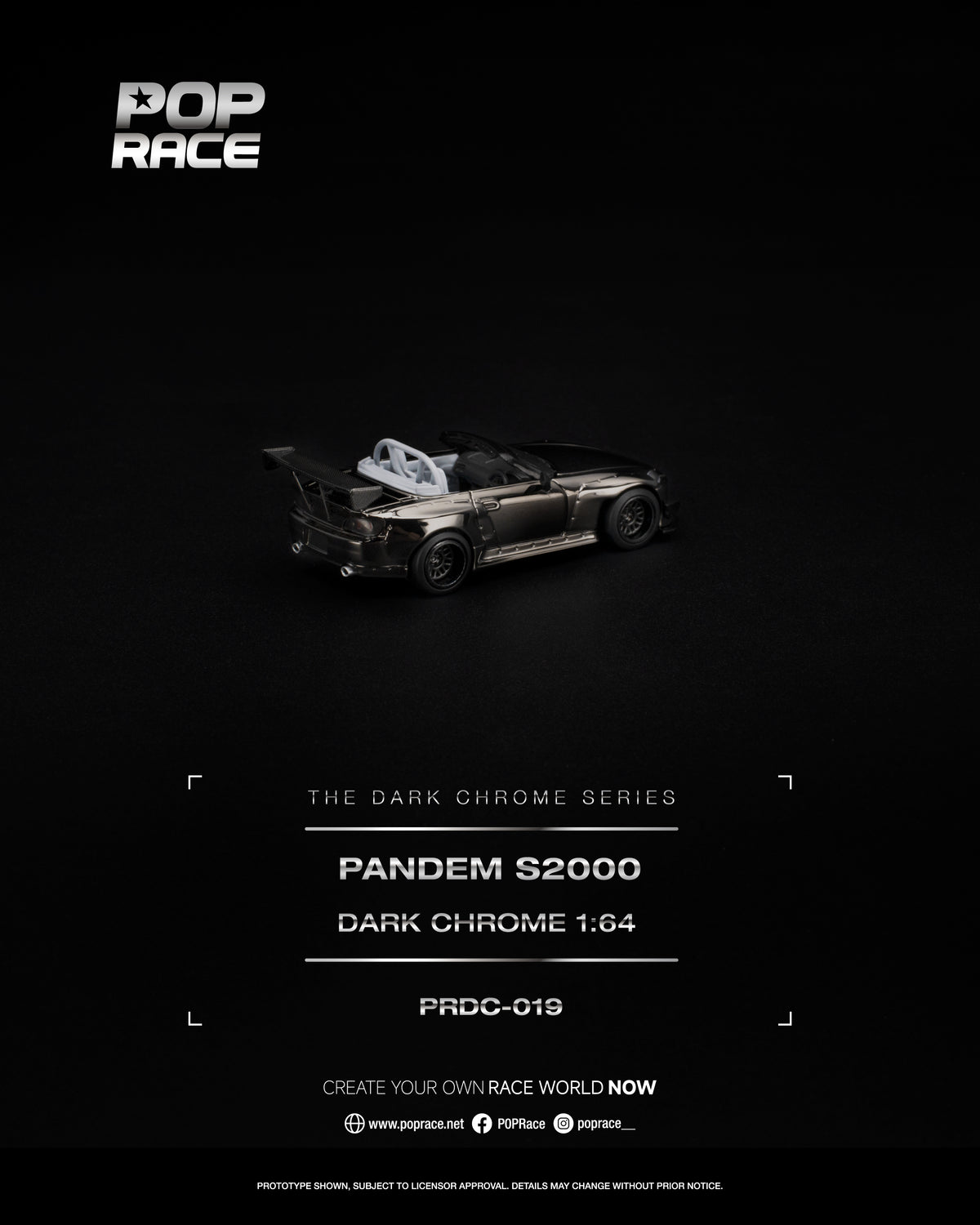 Pop Race 1:64 Pandem Honda S2000 Dark Chrome | Pre-Order