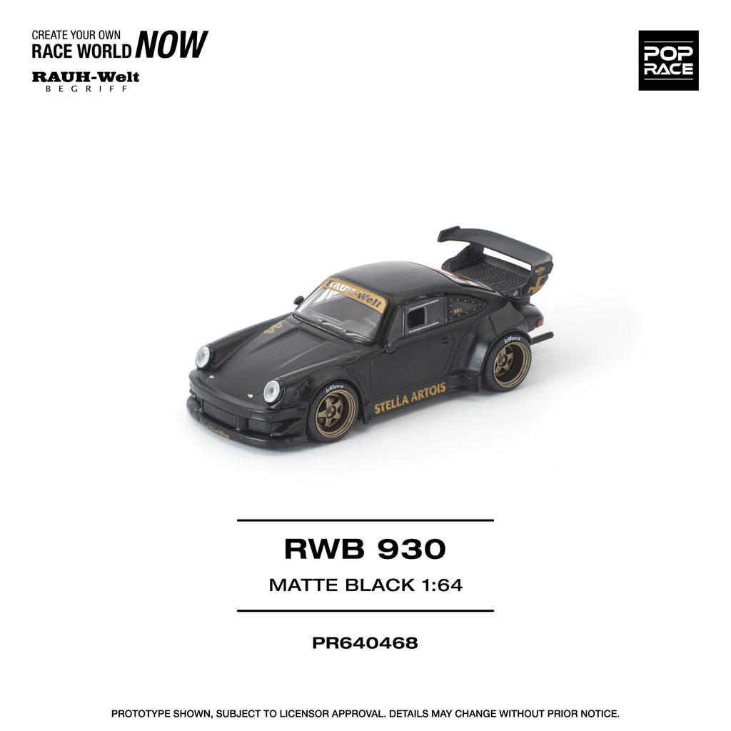 🖤 Pop Race RWB Porsche 930 in Matte Black “Stella Artois” | PreOrder