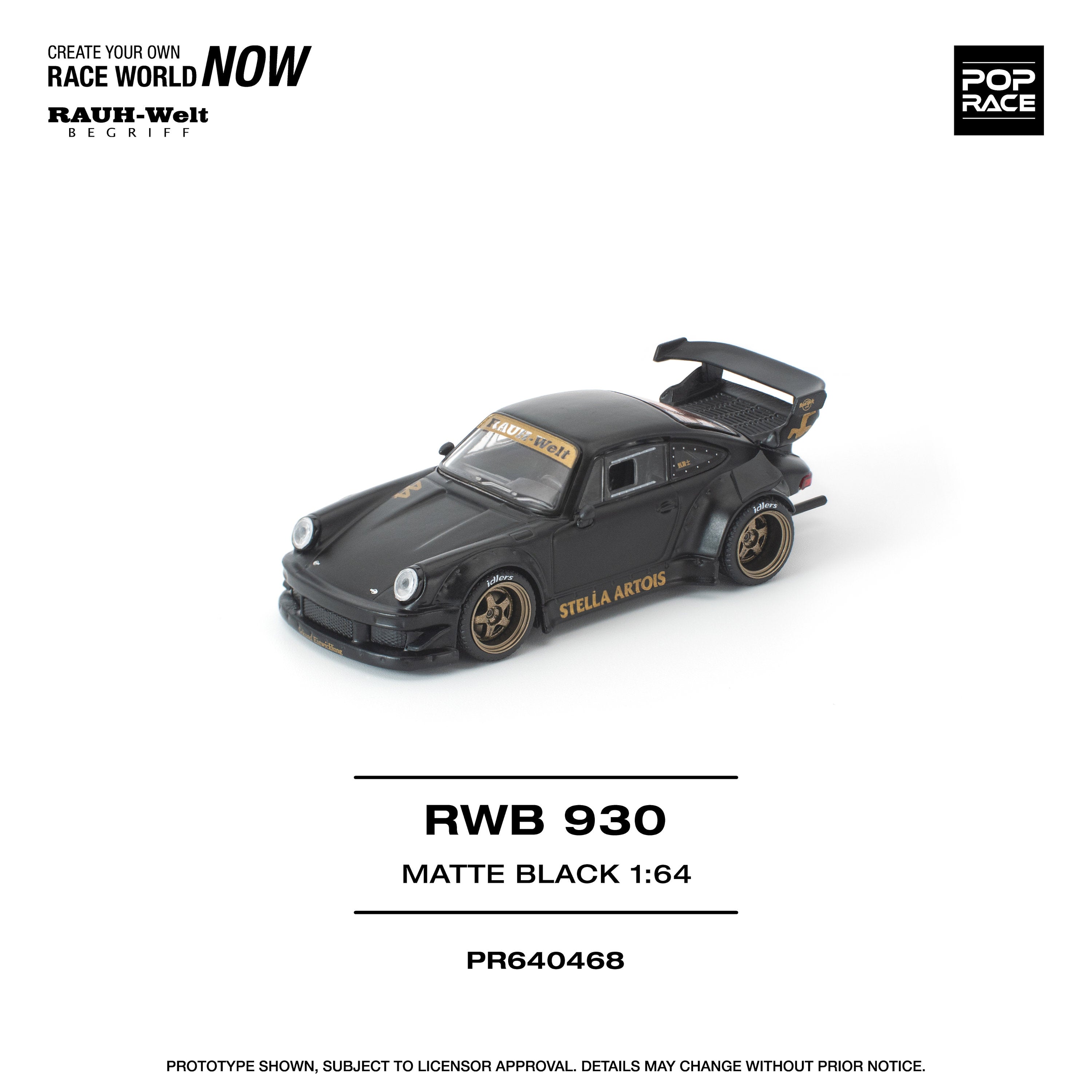 🖤 Pop Race RWB Porsche 930 in Matte Black “Stella Artois” | PreOrder
