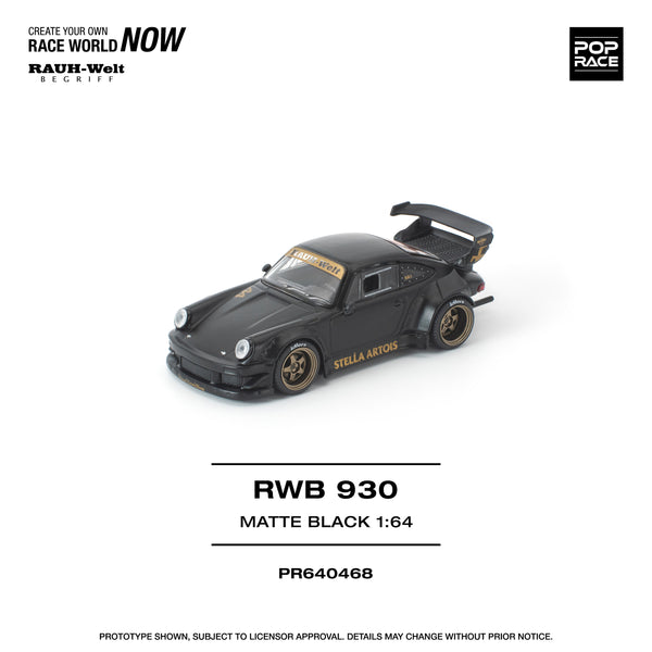 Pop Race RWB 930 Matte Black Stella Artois 1:64 – Kai's Kollectibles