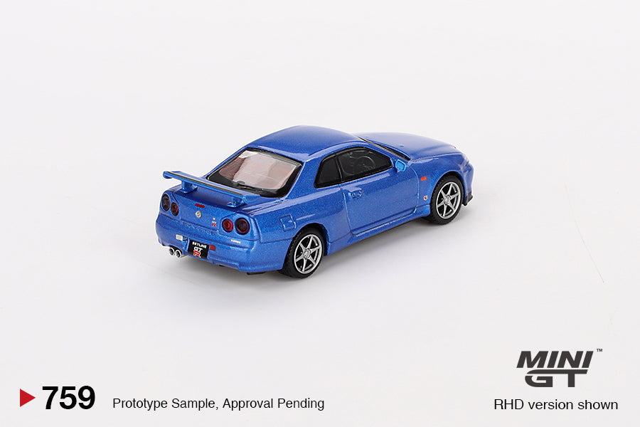 Mini GT 1:64 Nissan Skyline GT-R R34 V-Spec in Bayside Blue