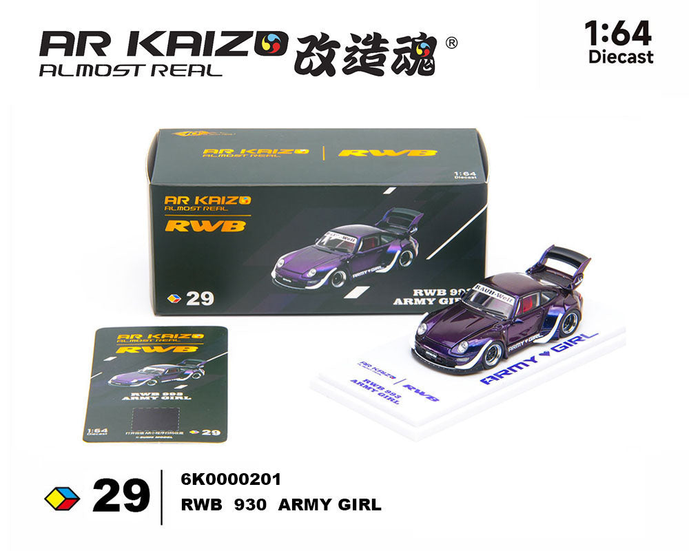 Almost Real 1:64 Kaizo RWB 993 Army Girl in Candy Purple | Pre-Order