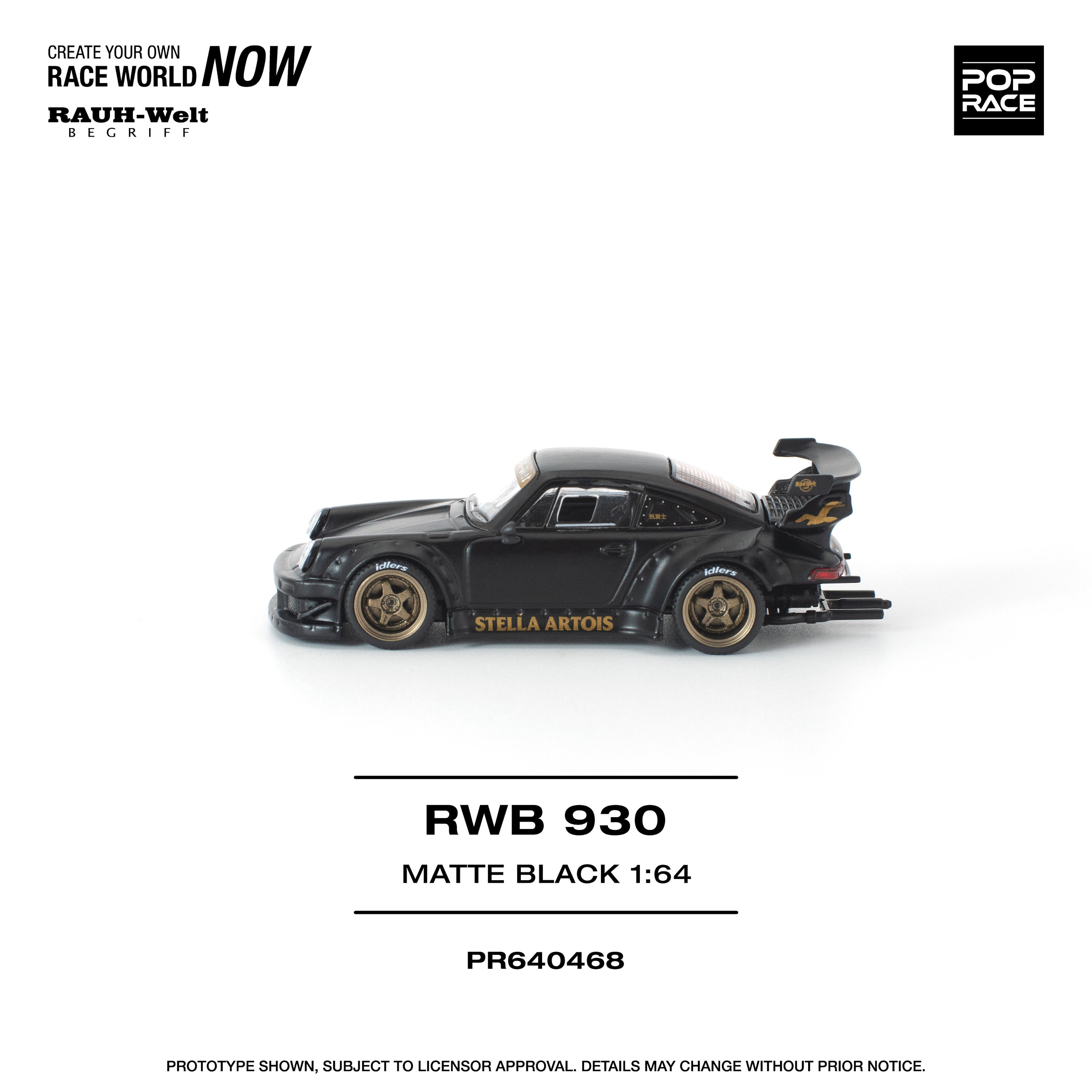 Pop Race RWB 930 Matte Black Stella Artois 1:64 – Kai's Kollectibles