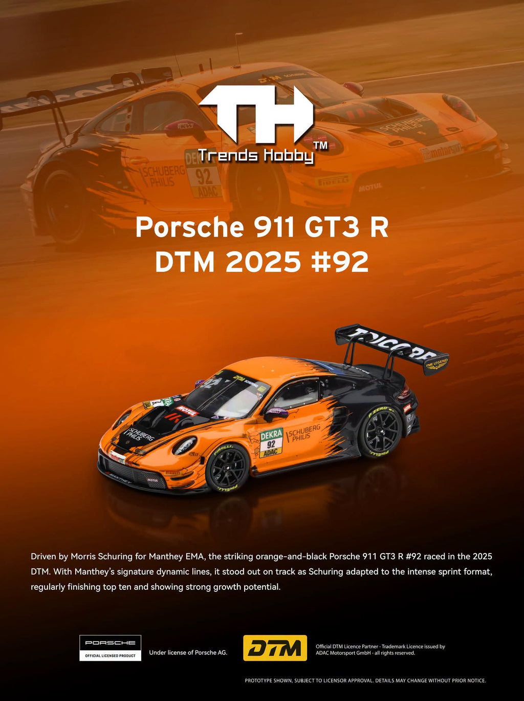 Trends Hobby 1:64 Porsche 911 GT3 R DTM #92 2025 Limited Edition | Pre-Order