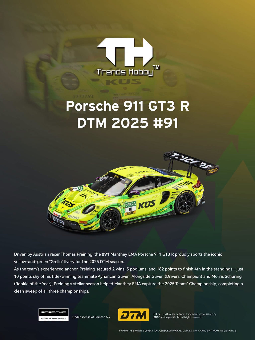 Trends Hobby 1:64 Porsche 911 GT3 R DTM #91 2025 Limited Edition | Pre-Order