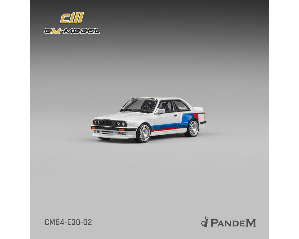 CM Model 1:64 BMW M3 E30 Alpine Pandem in White Tri-Stripes | Pre-Order