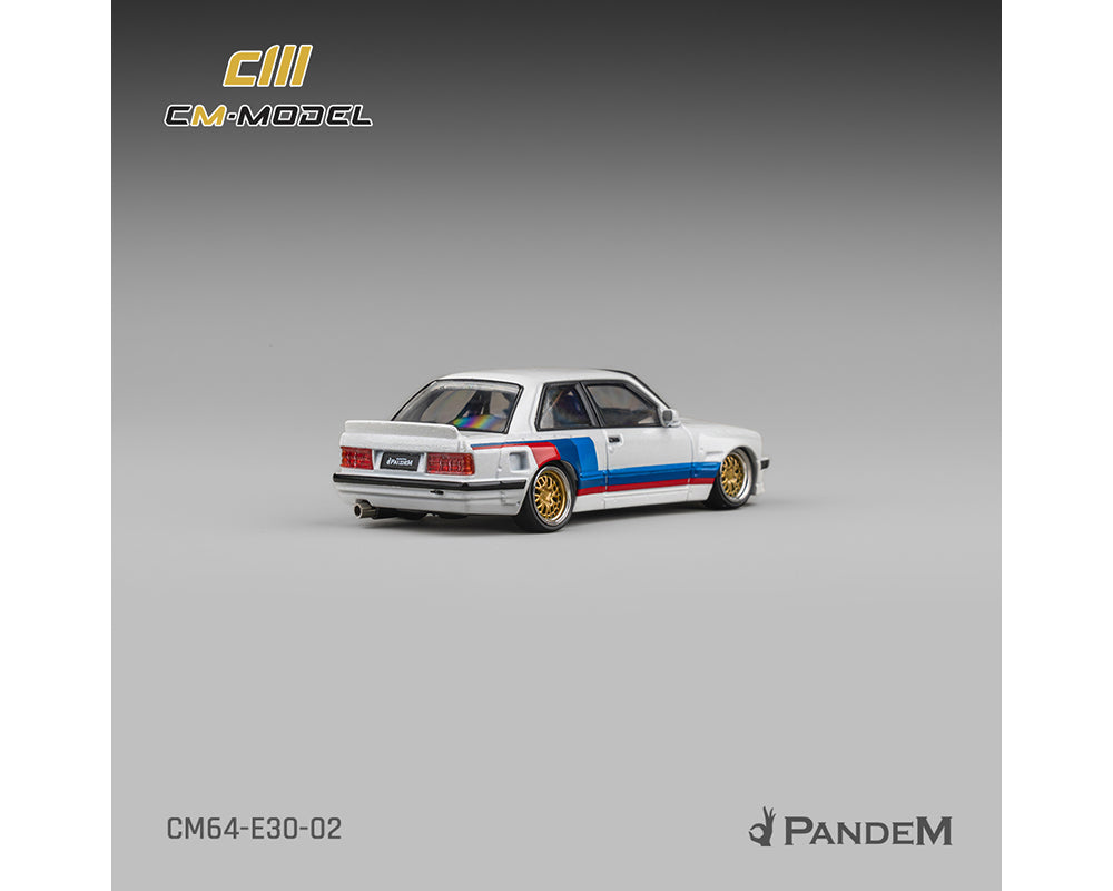 CM Model 1:64 BMW M3 E30 Alpine Pandem in White Tri-Stripes | Pre-Order
