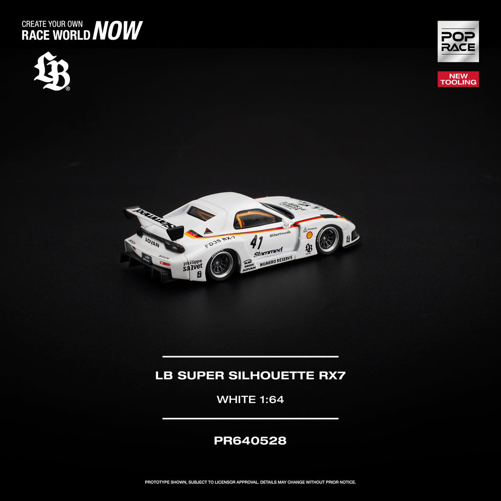 Pop Race 1:64 LB Super Silhouette RX-7 (FD3S) in White | Pre-Order