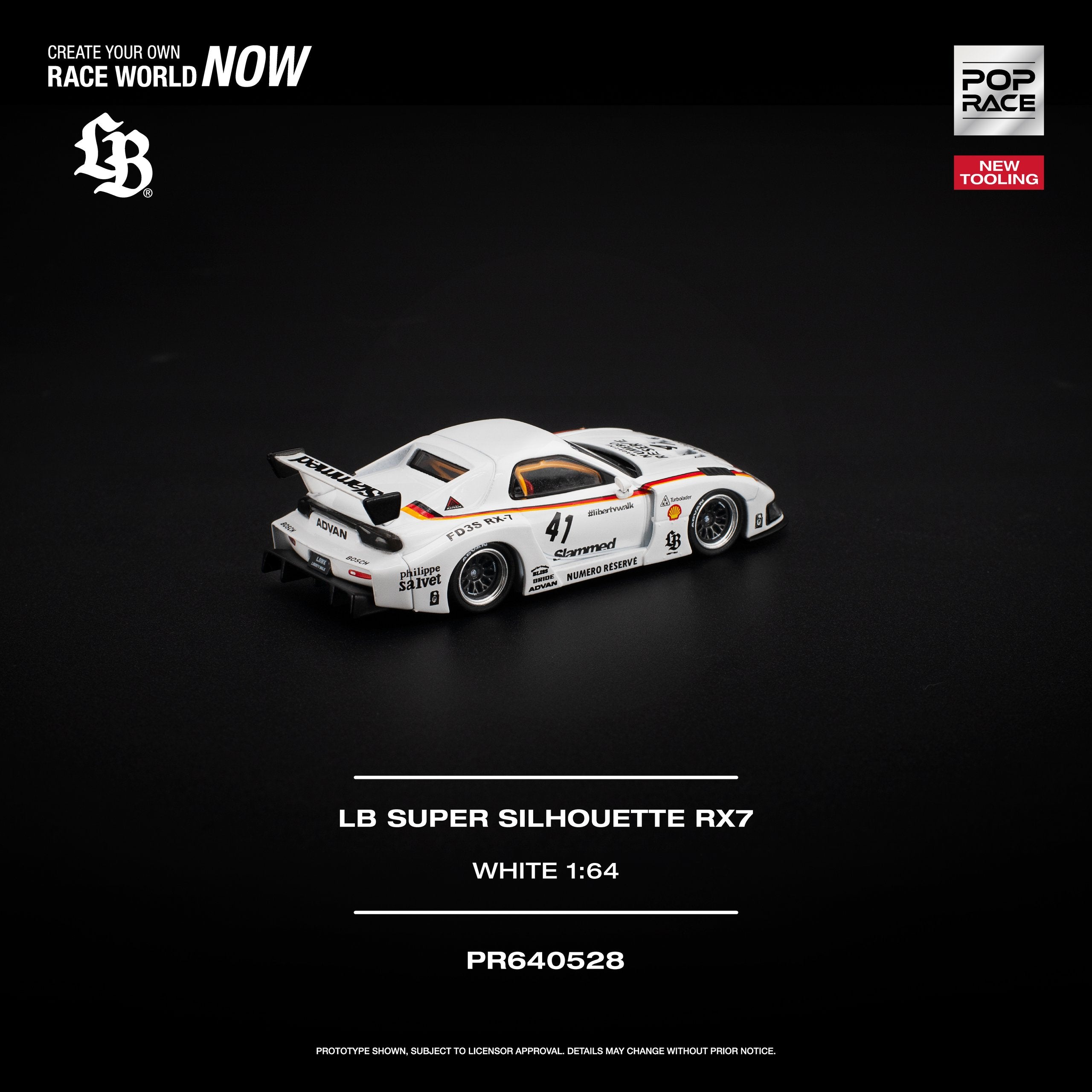 Pop Race 1:64 LB Super Silhouette RX-7 (FD3S) in White | Pre-Order