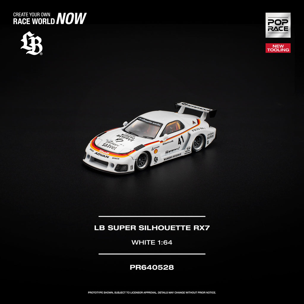Pop Race 1:64 LB Super Silhouette RX-7 (FD3S) in White | Pre-Order