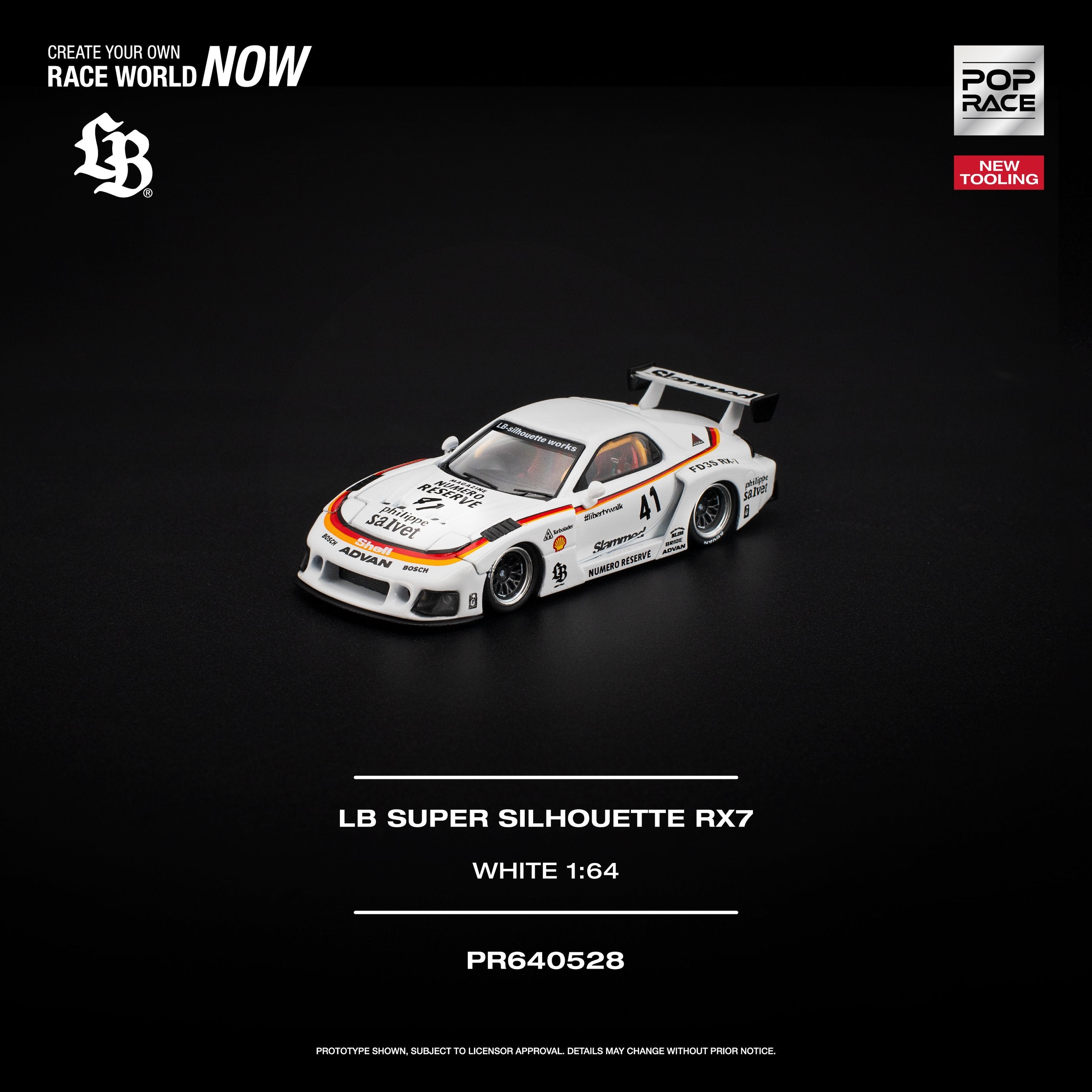 Pop Race 1:64 LB Super Silhouette RX-7 (FD3S) in White | Pre-Order