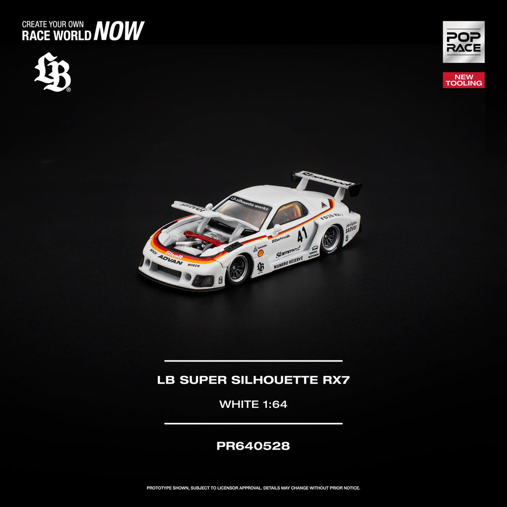 Pop Race 1:64 LB Super Silhouette RX-7 (FD3S) in White | Pre-Order