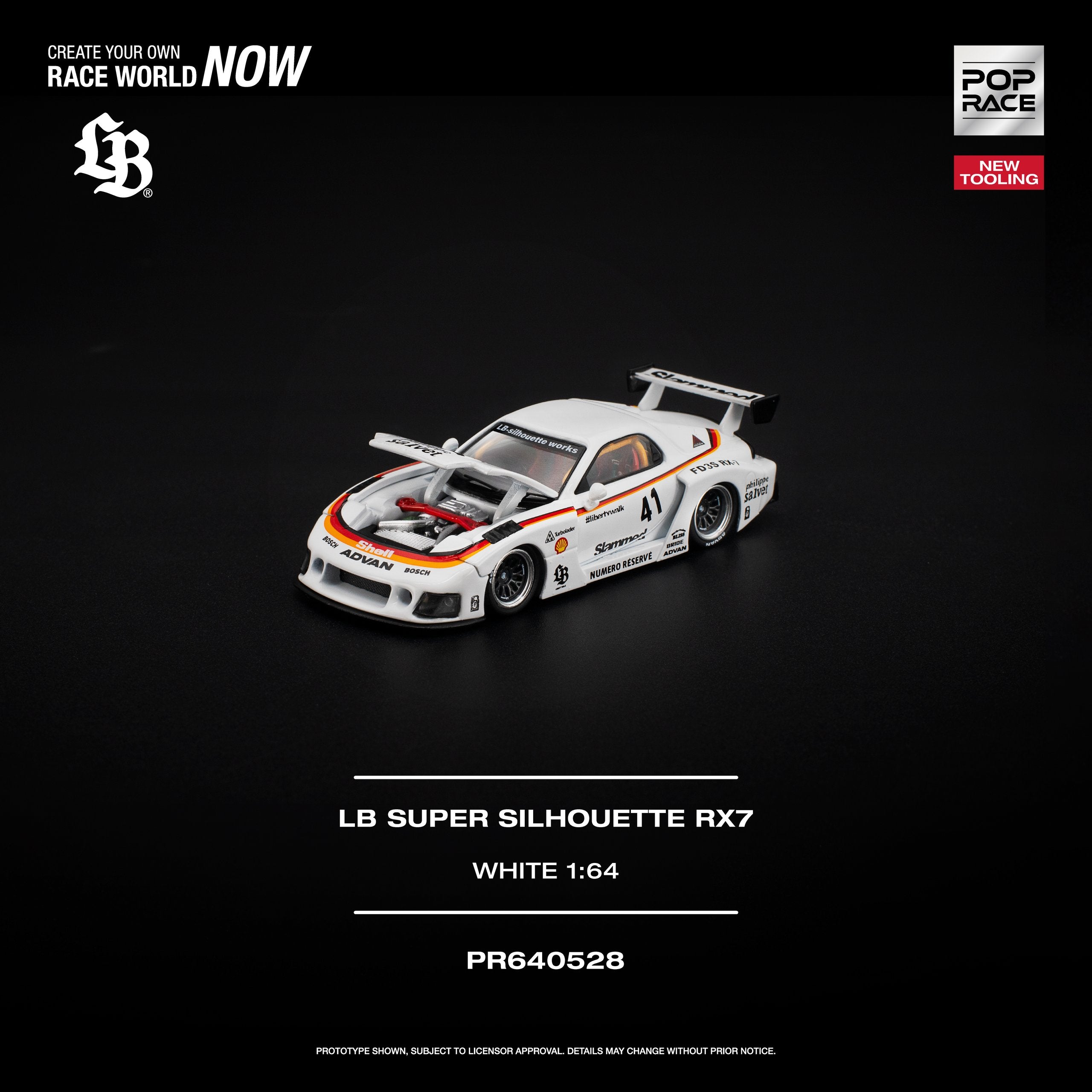 Pop Race 1:64 LB Super Silhouette RX-7 (FD3S) in White | Pre-Order