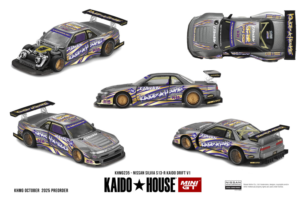 Kaido House x Mini GT 1:64 Nissan Silvia S13-R in Gunmetal
