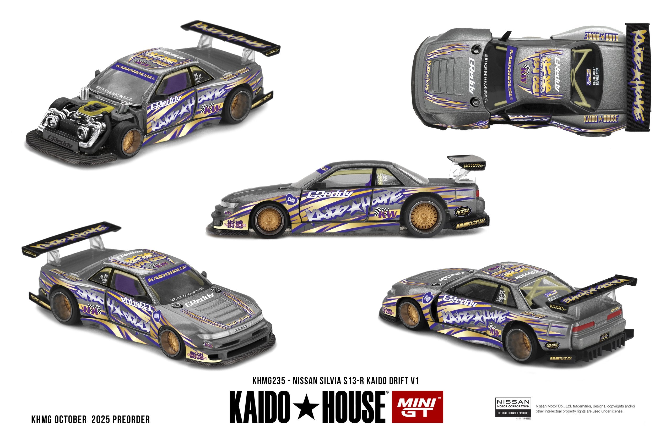 Kaido House x Mini GT 1:64 Nissan Silvia S13-R in Gunmetal