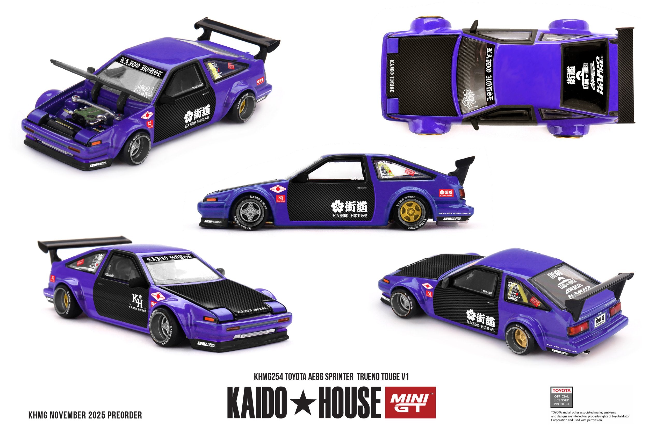 Kaido House x Mini GT 1:64 Toyota AE86 Sprinter Trueno TOUGE V1 in Blue | Preorder