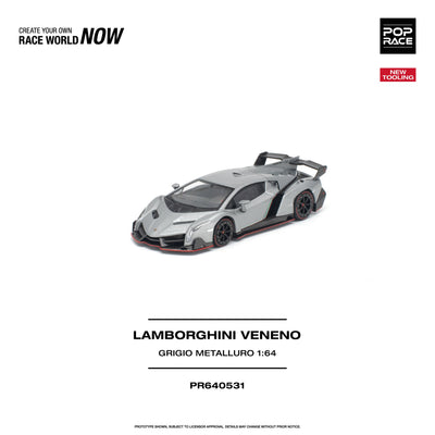 Pop Race 1:64 Lamborghini Veneno in Grigio Metalluro | Pre-Order
