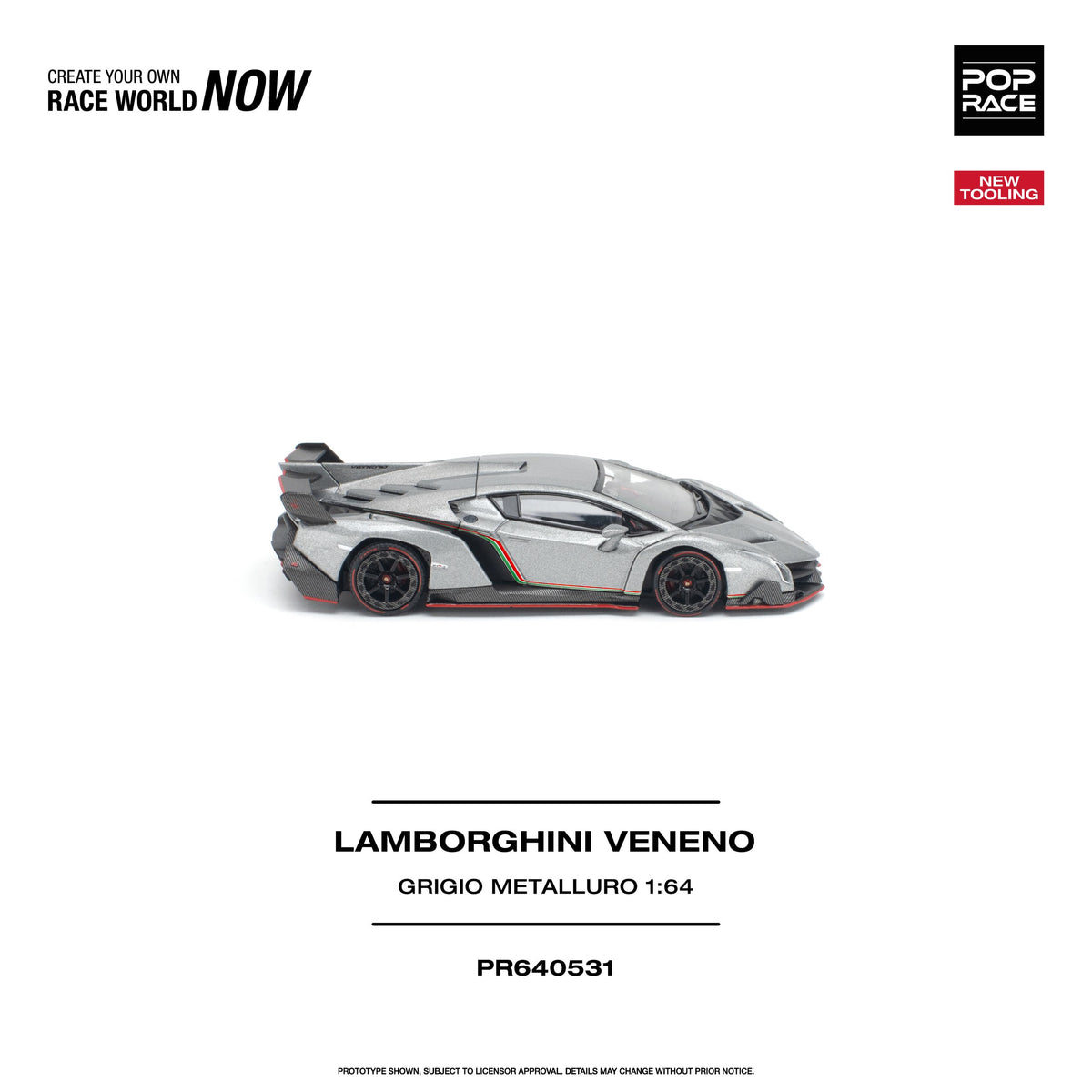 Pop Race 1:64 Lamborghini Veneno in Grigio Metalluro | Pre-Order