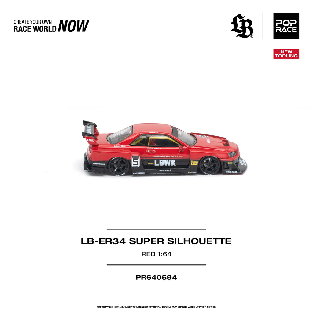 Pop Race 1:64 LB-ER34 Super Silhouette Red | Pre-Order
