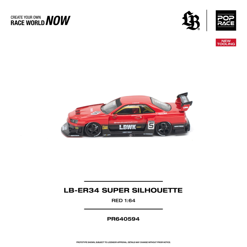 Pop Race 1:64 LB-ER34 Super Silhouette Red | Pre-Order