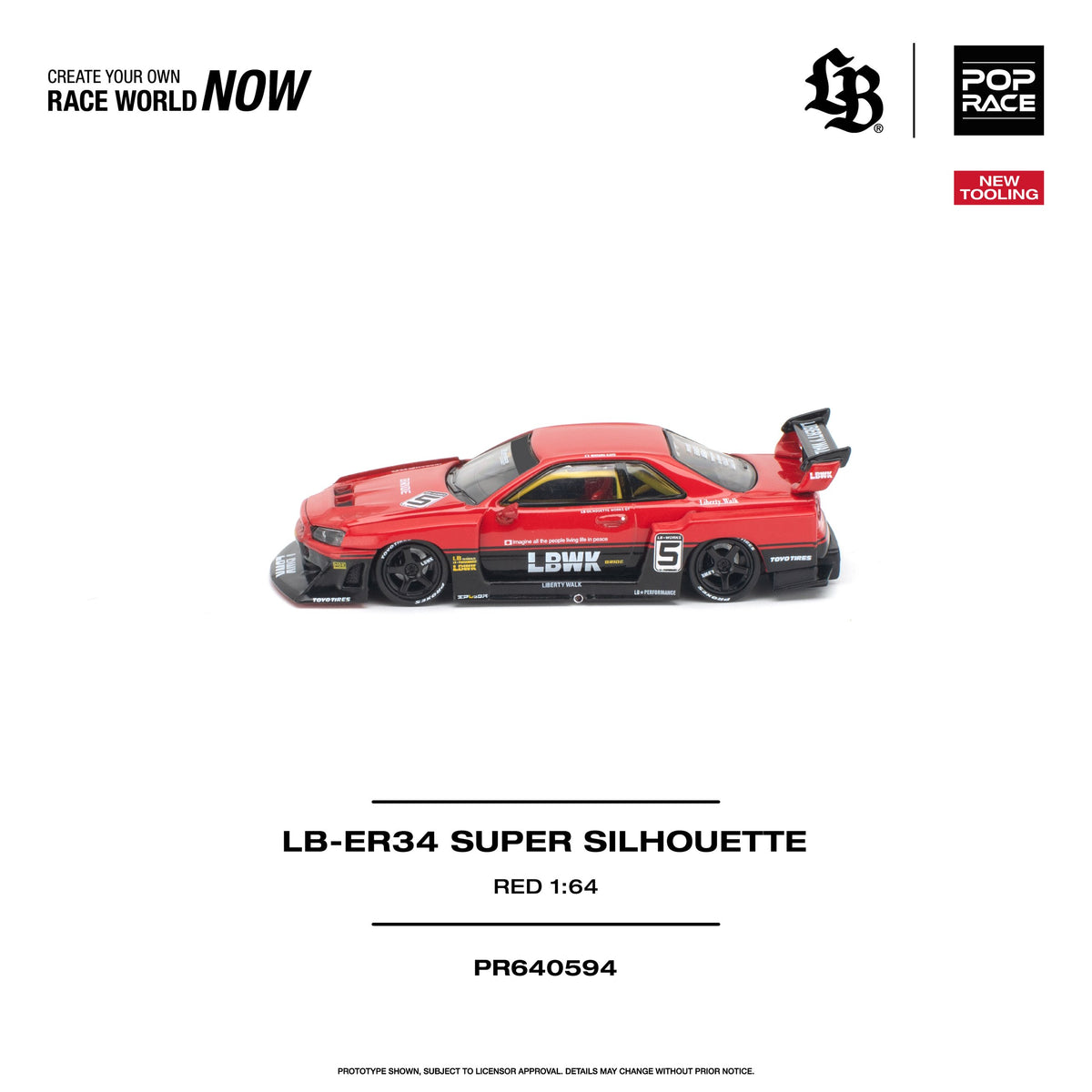 Pop Race 1:64 LB-ER34 Super Silhouette Red | Pre-Order