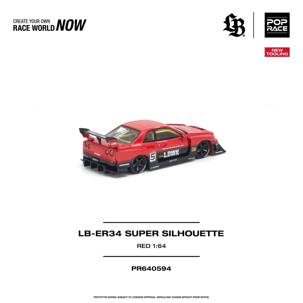 Pop Race 1:64 LB-ER34 Super Silhouette Red | Pre-Order