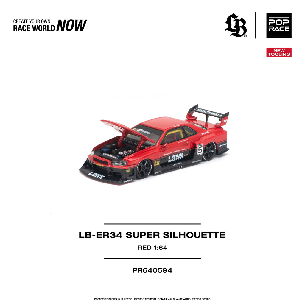 Pop Race 1:64 LB-ER34 Super Silhouette Red | Pre-Order