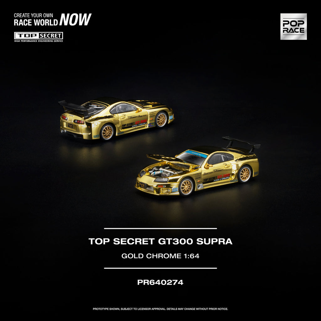 Pop Race TOP SECRET GT300 Supra Gold Chrome | Pre-Order