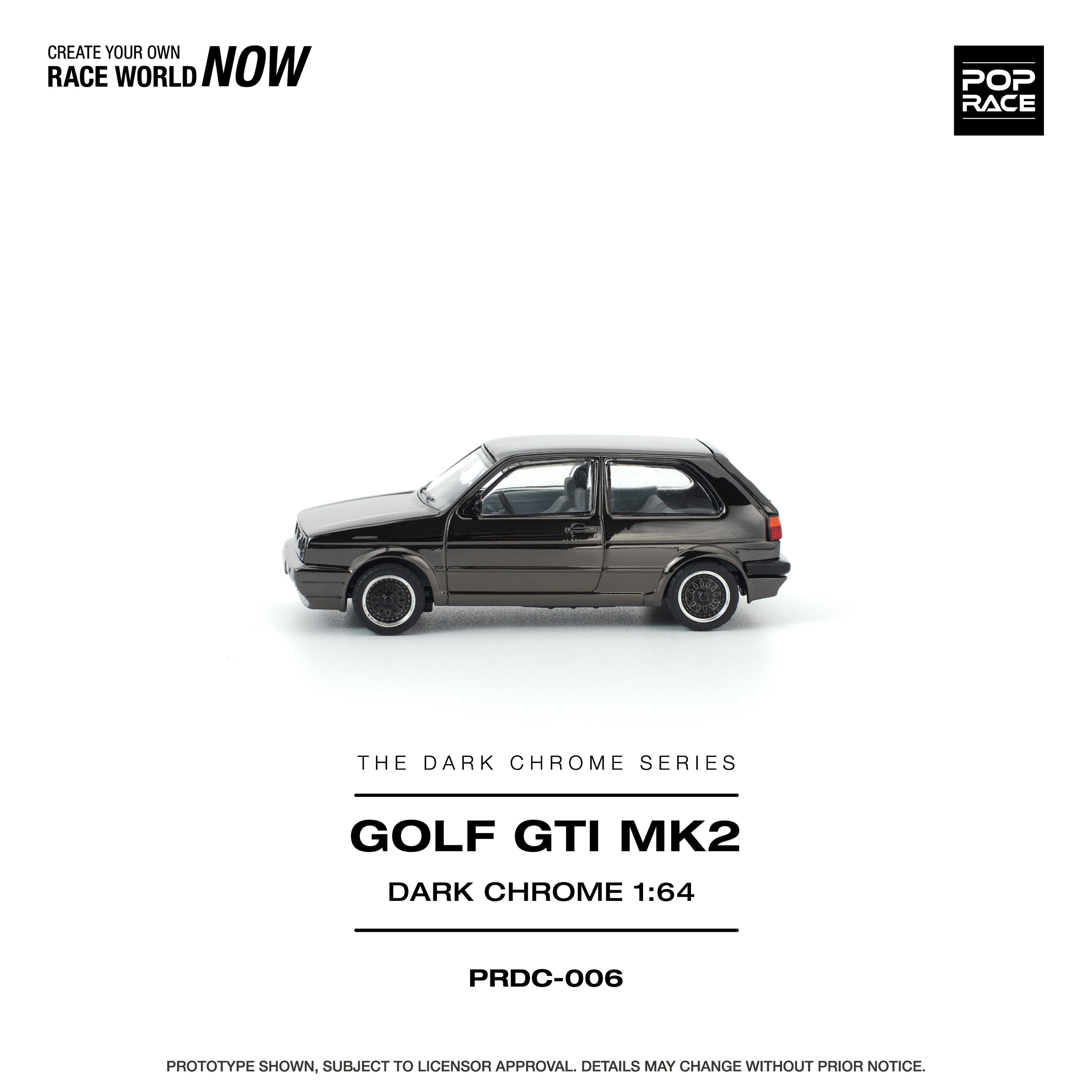 Pop Race 1:64 Volkswagen Golf GTI MK2 in Dark Chrome | Pre-Order