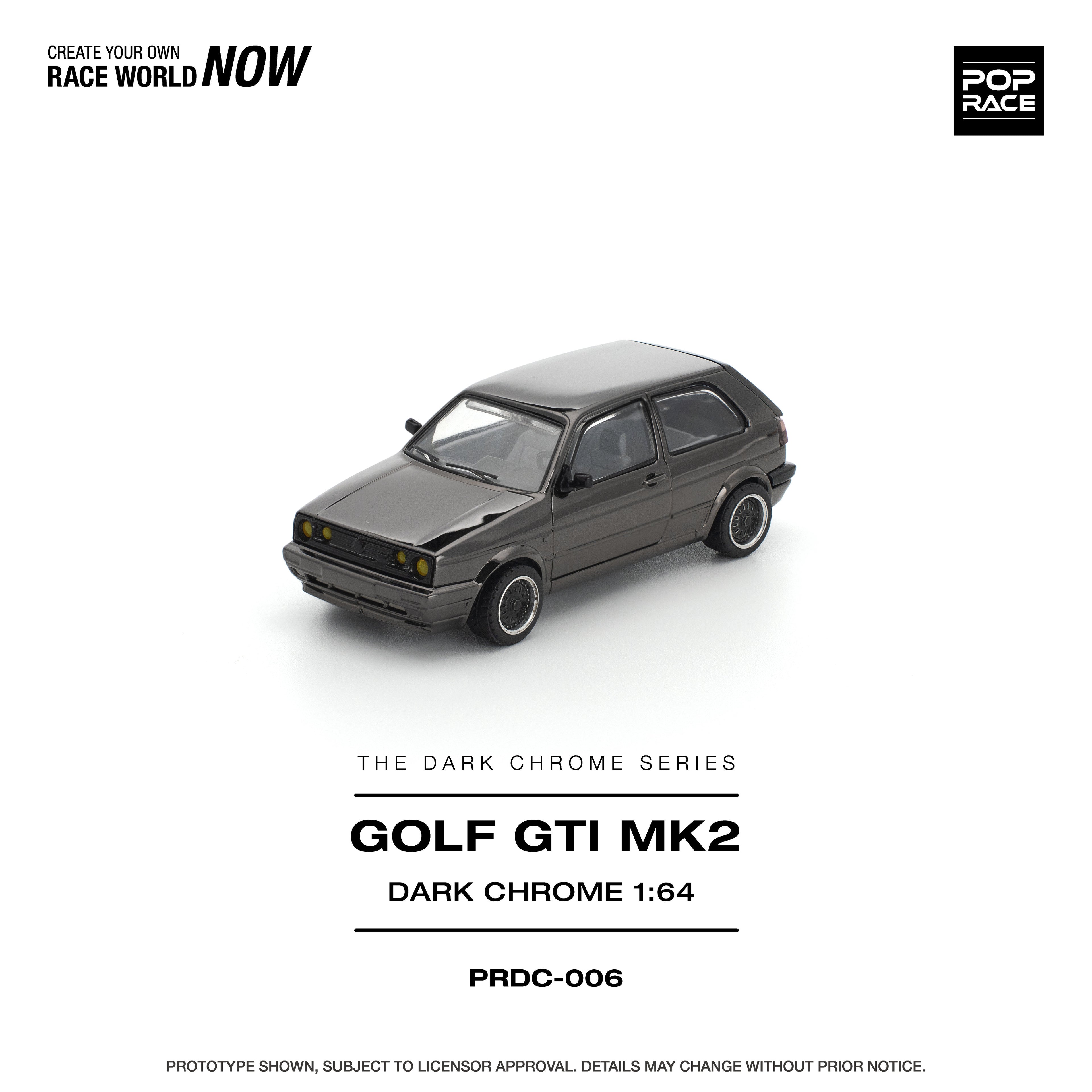 Pop Race 1:64 Volkswagen Golf GTI MK2 in Dark Chrome | Pre-Order