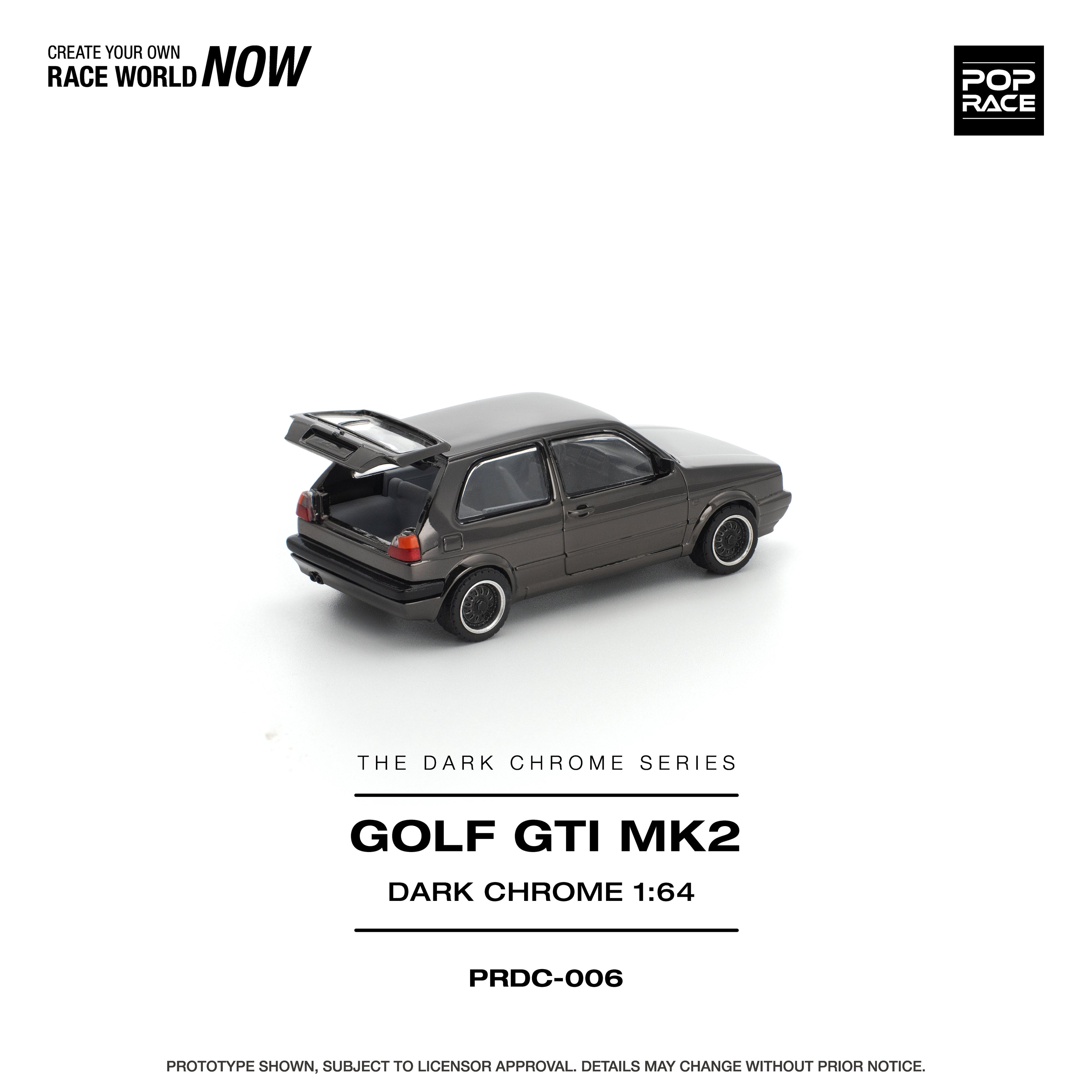 Pop Race 1:64 Volkswagen Golf GTI MK2 in Dark Chrome | Pre-Order