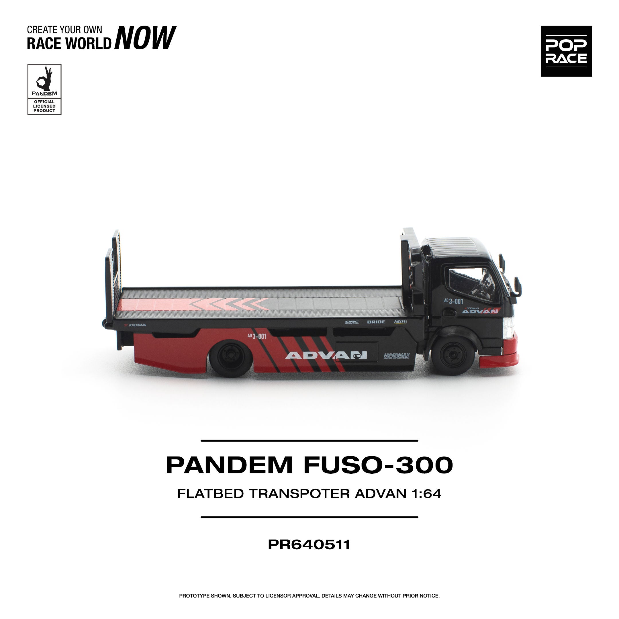 Pop Race 1:64 Pandem Fuso 300 Flatbed Transporter Advan | Pre-Order
