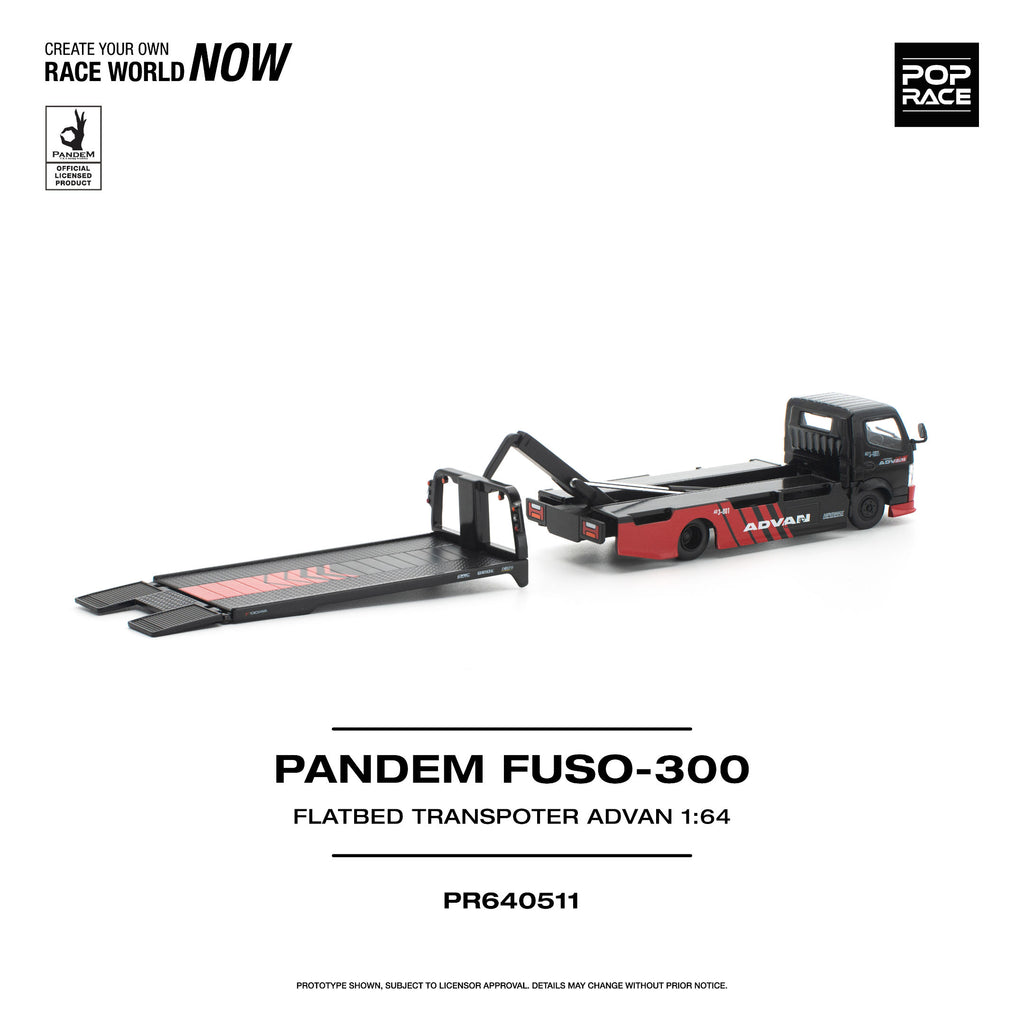 Pop Race 1:64 Pandem Fuso 300 Flatbed Transporter Advan | Pre-Order