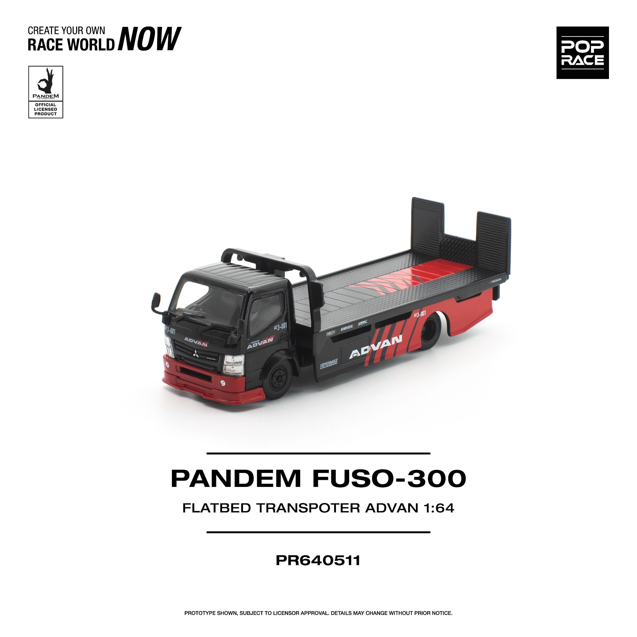 Pop Race 1:64 Pandem Fuso 300 Flatbed Transporter Advan | Pre-Order