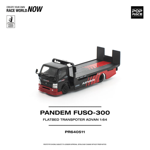Pop Race 1:64 Pandem Fuso 300 Flatbed Transporter Advan | Pre-Order