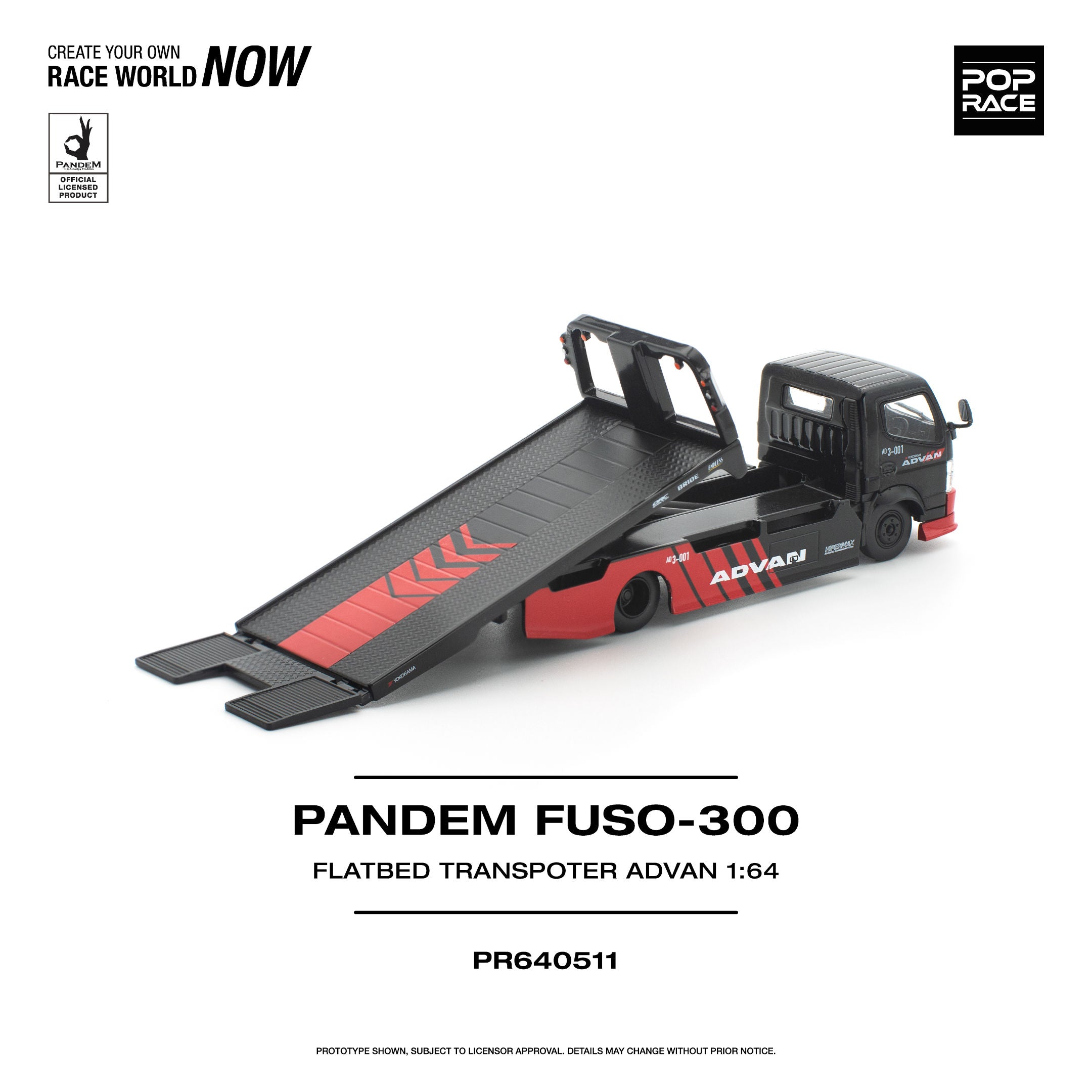 Pop Race 1:64 Pandem Fuso 300 Flatbed Transporter Advan | Pre-Order