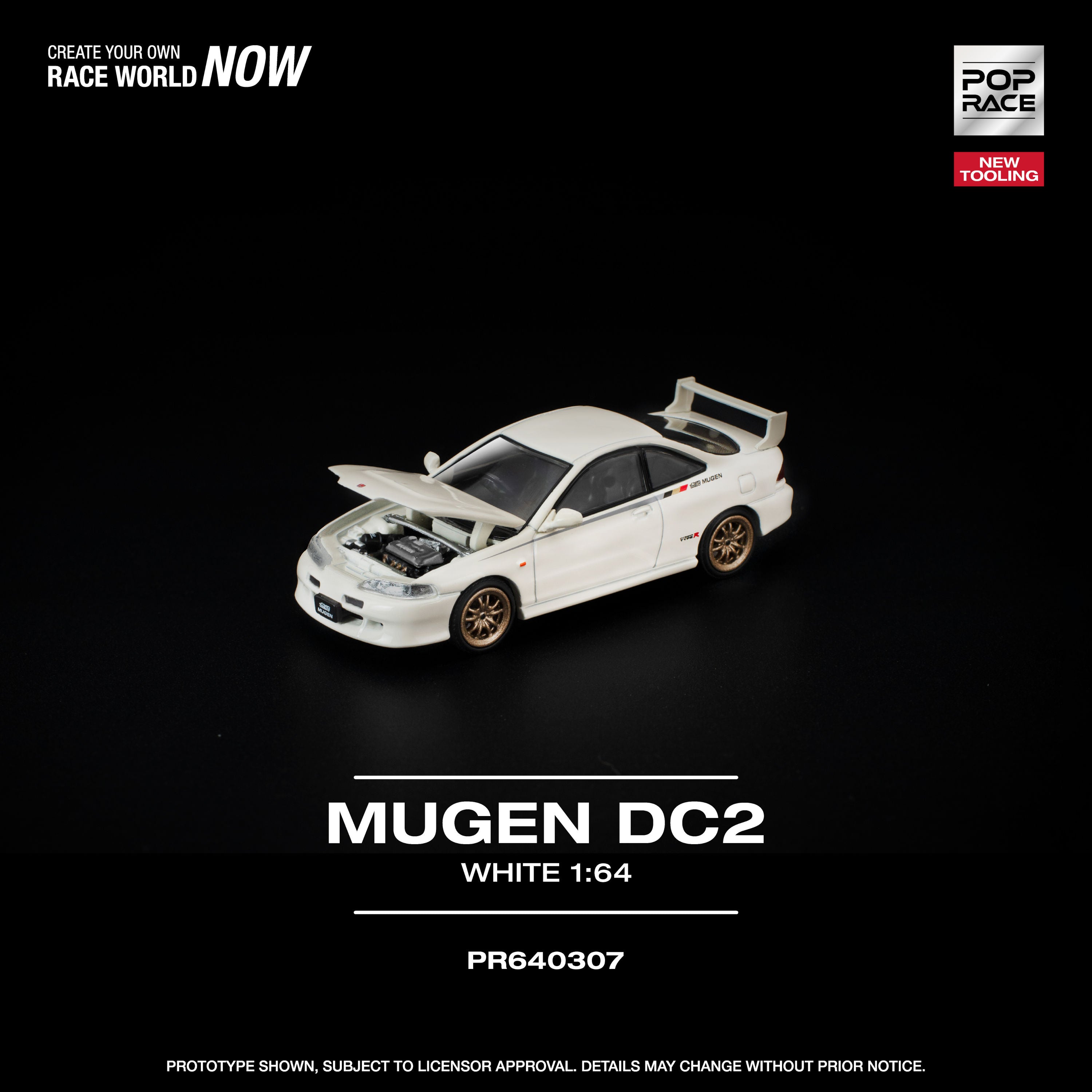 Pop Race 1:64 Honda Integra DC2 MUGEN in White | Pre-Order