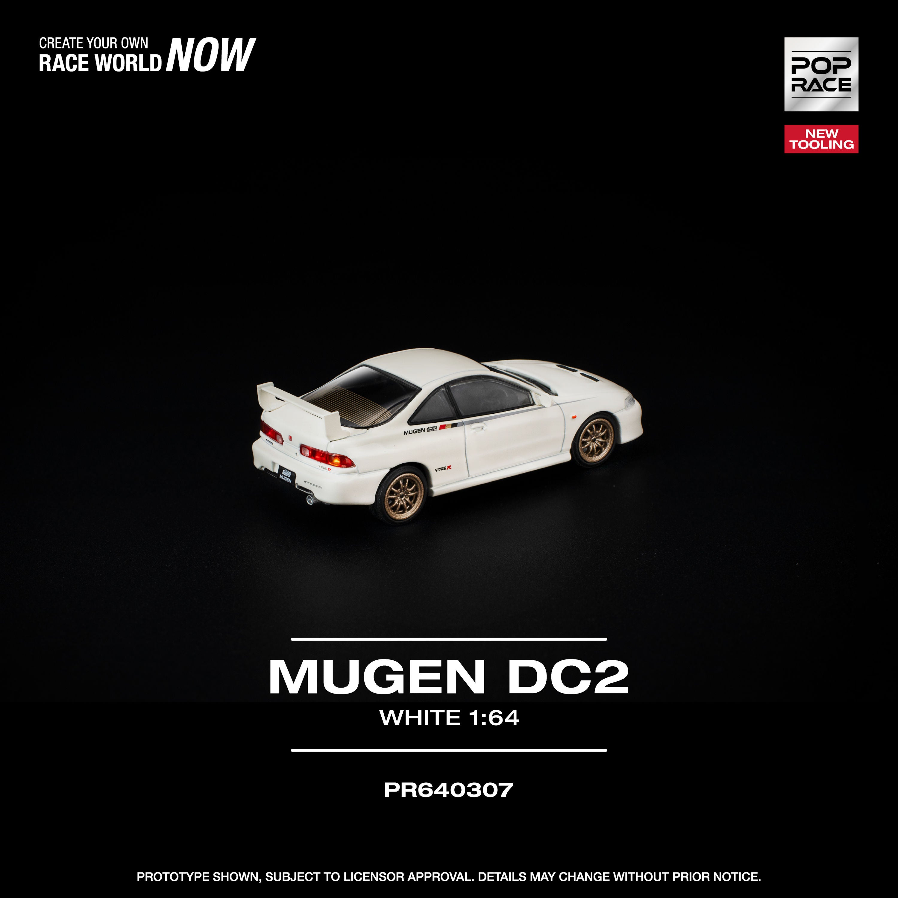 Pop Race 1:64 Honda Integra DC2 MUGEN in White | Pre-Order