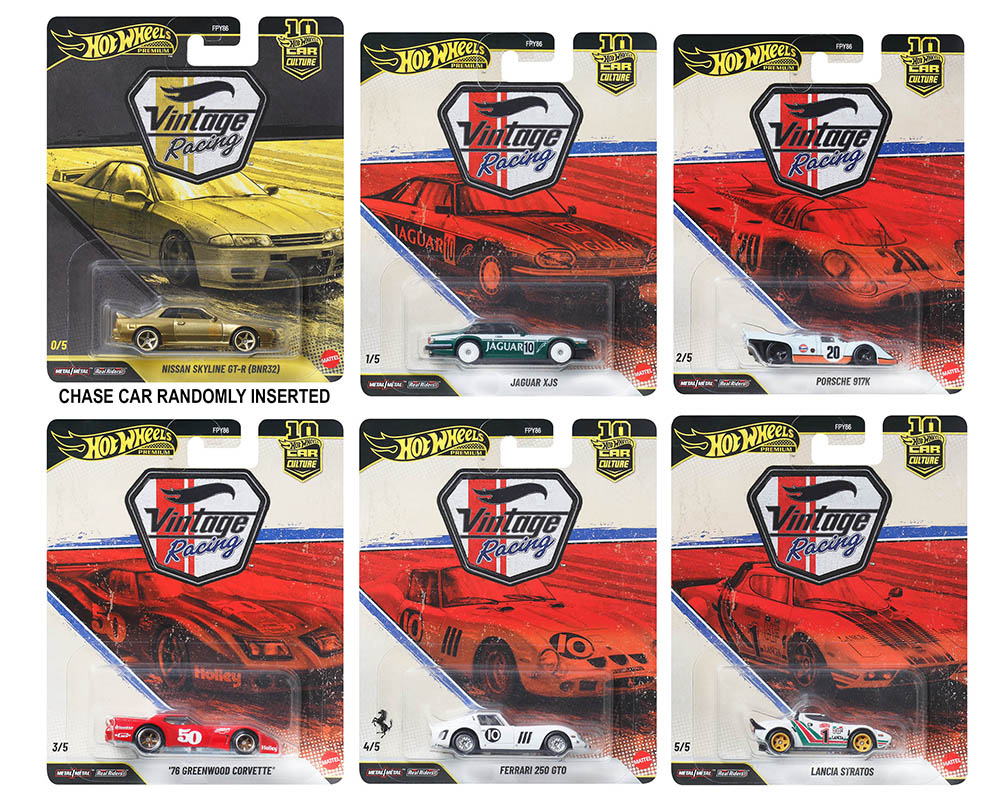 Hot Wheels Car Culture 10th Anniv. Vintage Racing | 5-Car Set or Sealed Case