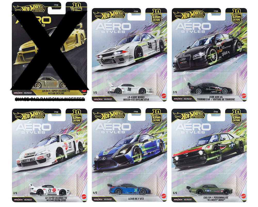 Hot Wheels Car Culture 10th Anniversary Aero Style | 5-Car Set or Sealed Case